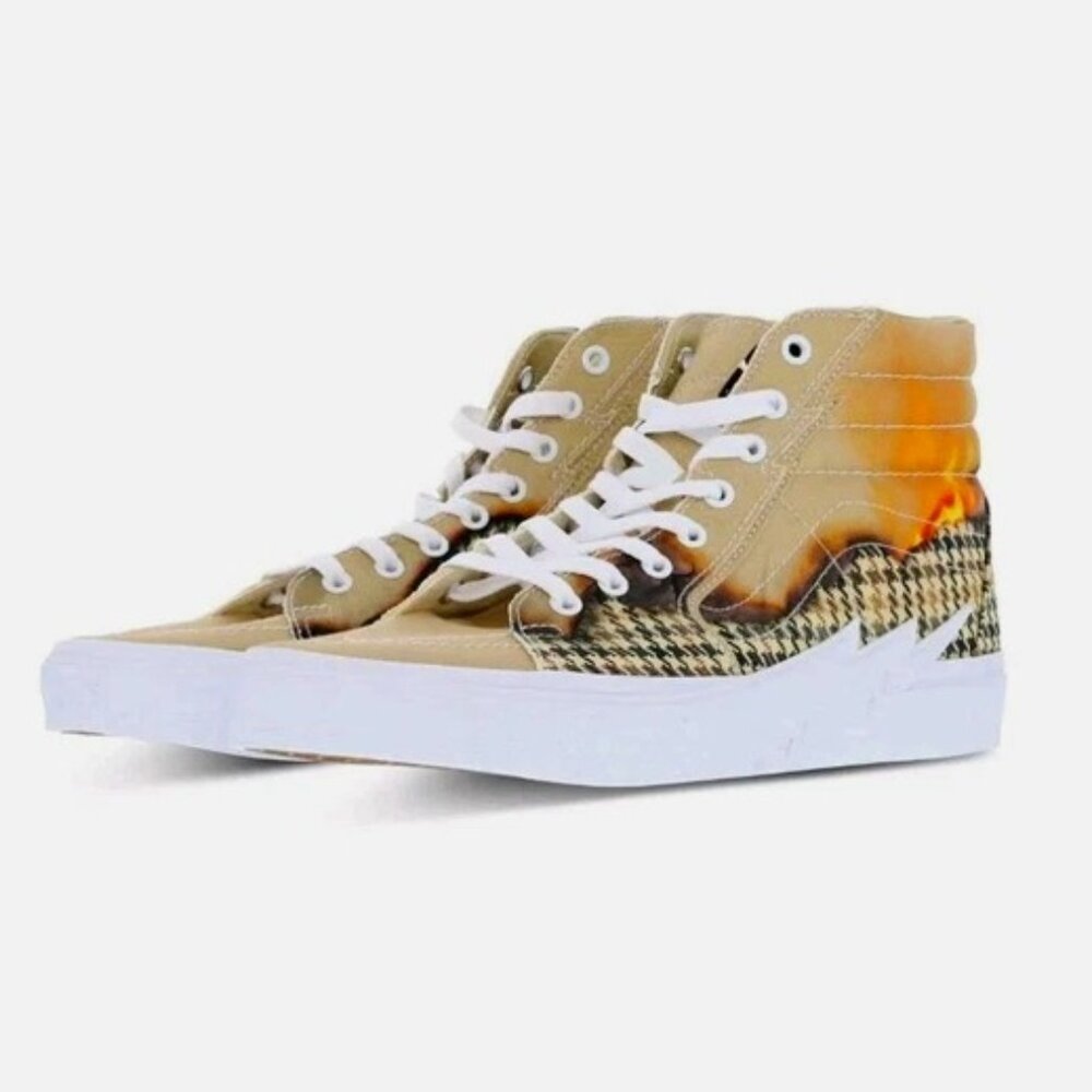 VANS Sk8-Hi BOLT Big Reveal Shoes TAUPE/ WHITE Sz US 10.5 Men/ 12 Women